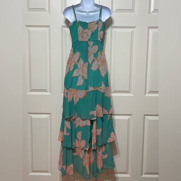 Anthropologie Hutch Milo Floral Tiered Maxi Dress Sundress Turquoise Blue - Picture 6 of 7